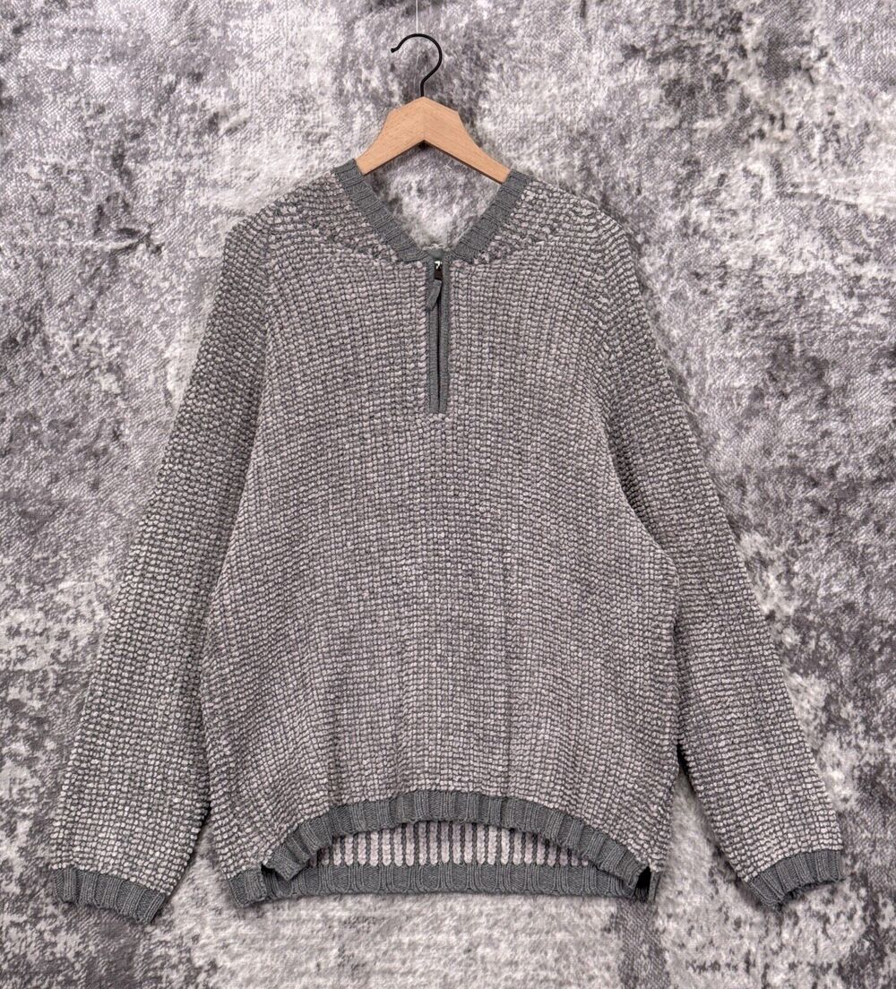 Carbon 2 Cobalt Sweater Large Mens Soft Yarn 1/4 Zip Hoodie